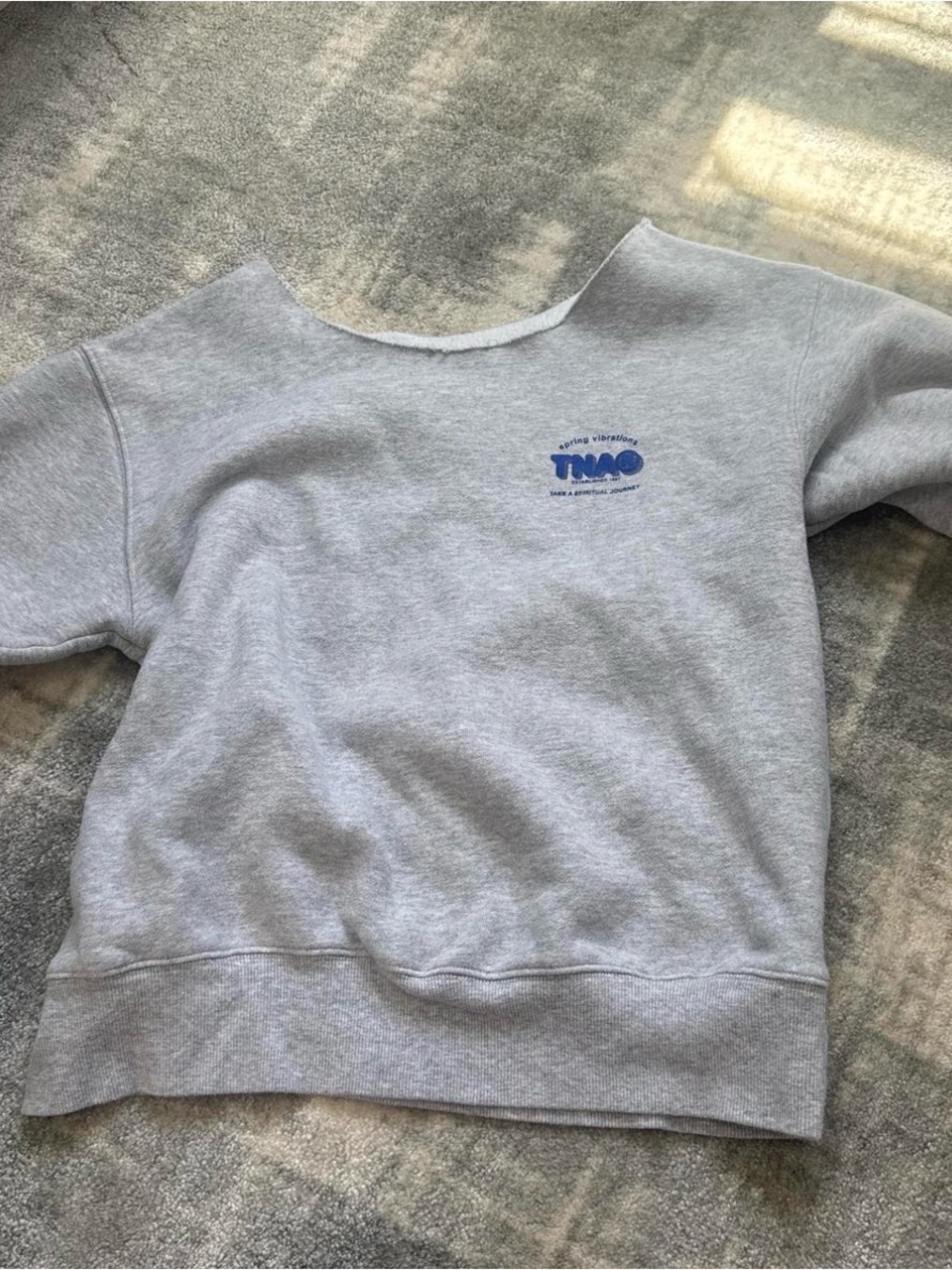 Grey aritzia TNA cut off the shoulder crewneck
